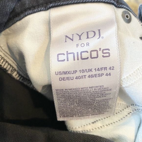 NYDJ Chicos Color Blue Denim Skinny Lick Tuck Jeans Stretch 10 - Picture 10 of 10